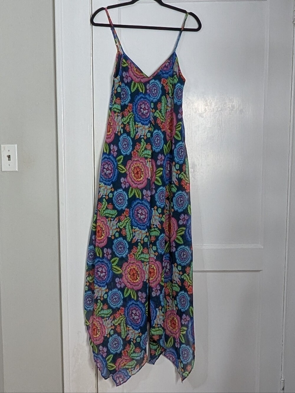 Just Taylor Long Maxi Dress Bright Colorful Floral Women's Sz 8 Medium Boho